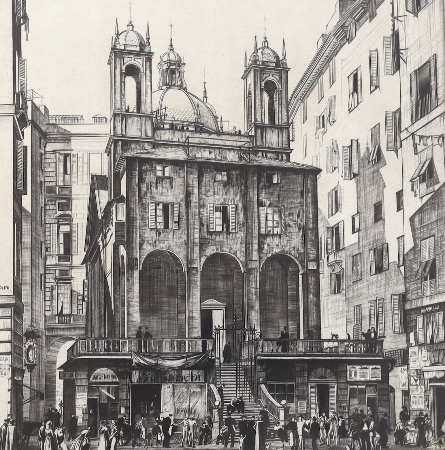 Geoffrey Heath Wedgwood (1900-1977), dry point etching, 'St. Peter’s, Genoa II', signed, inscribed and dated ‘27 in pencil, 26.5 x 26.5cm